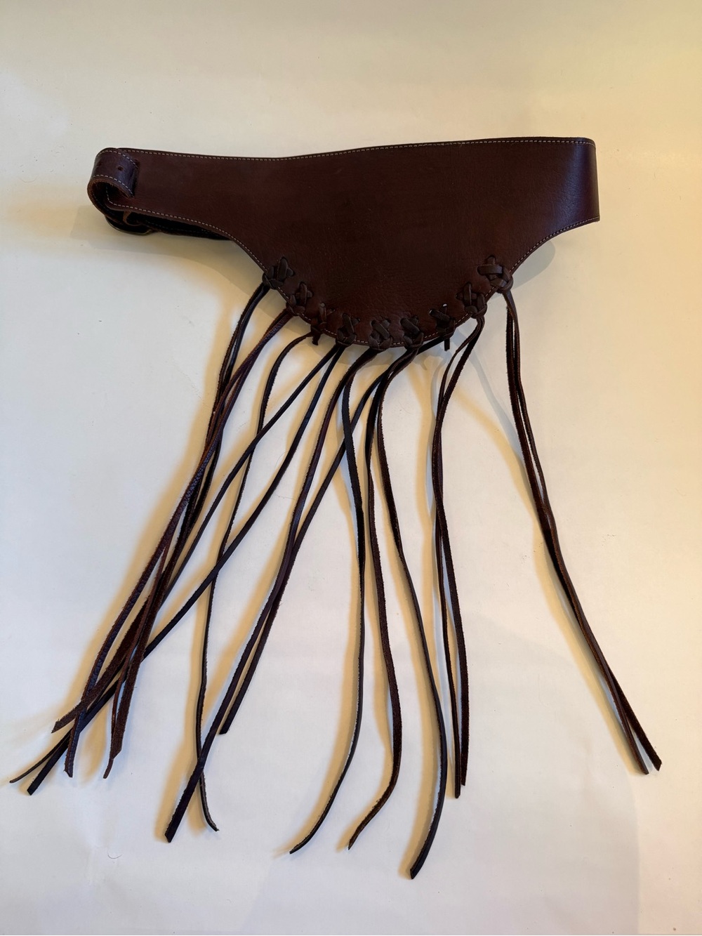 Title: Brown Leather Fringe Statement Belt | Boho Western Festival 37"